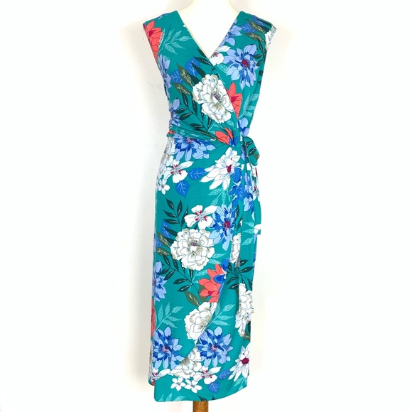Lane Bryant Dresses & Skirts - Lane Bryant Green Pink Faux Wrap Maxi Dress 18